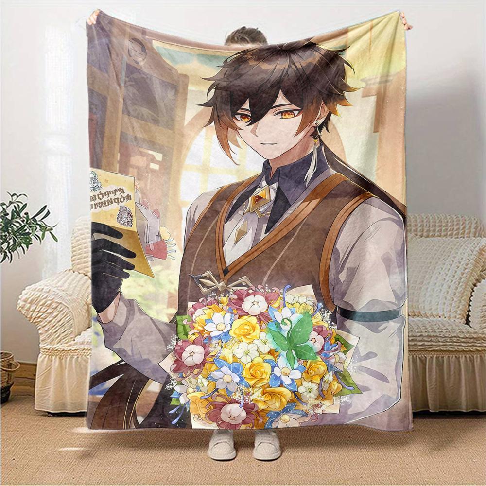 1pc Genshin Impact2 Blanket, Gift, for Men and Women, Soft Blanket, Good for Sofa Bed Couch Travel, Lightweight Flannel Blanket