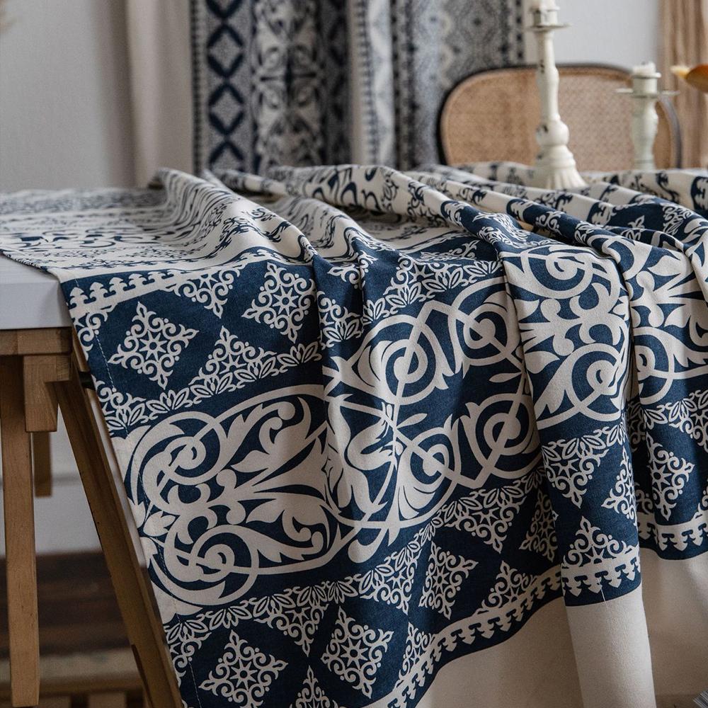 Table Cloth Wedding Blue White Porcelain Printed Rectangular Elegant Tablecloths Retro Table Cover For Dining Table Home Textile