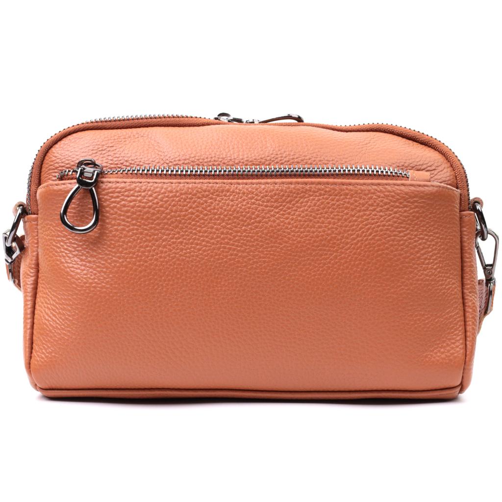 Spacious Bag for Women with Pockets Made of Genuine Leather Vintage 22601 Brown