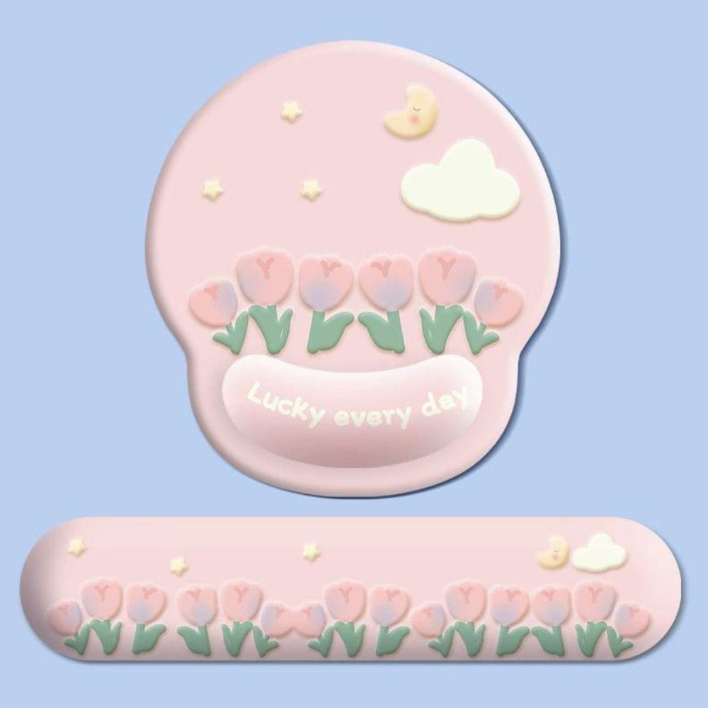 Non-Slip Tulip Mouse Pad Rubber Base Hand Support Wrist Rest Mouse Pad Thickened Ergonomic Mouse Wrist Rest Office Worker