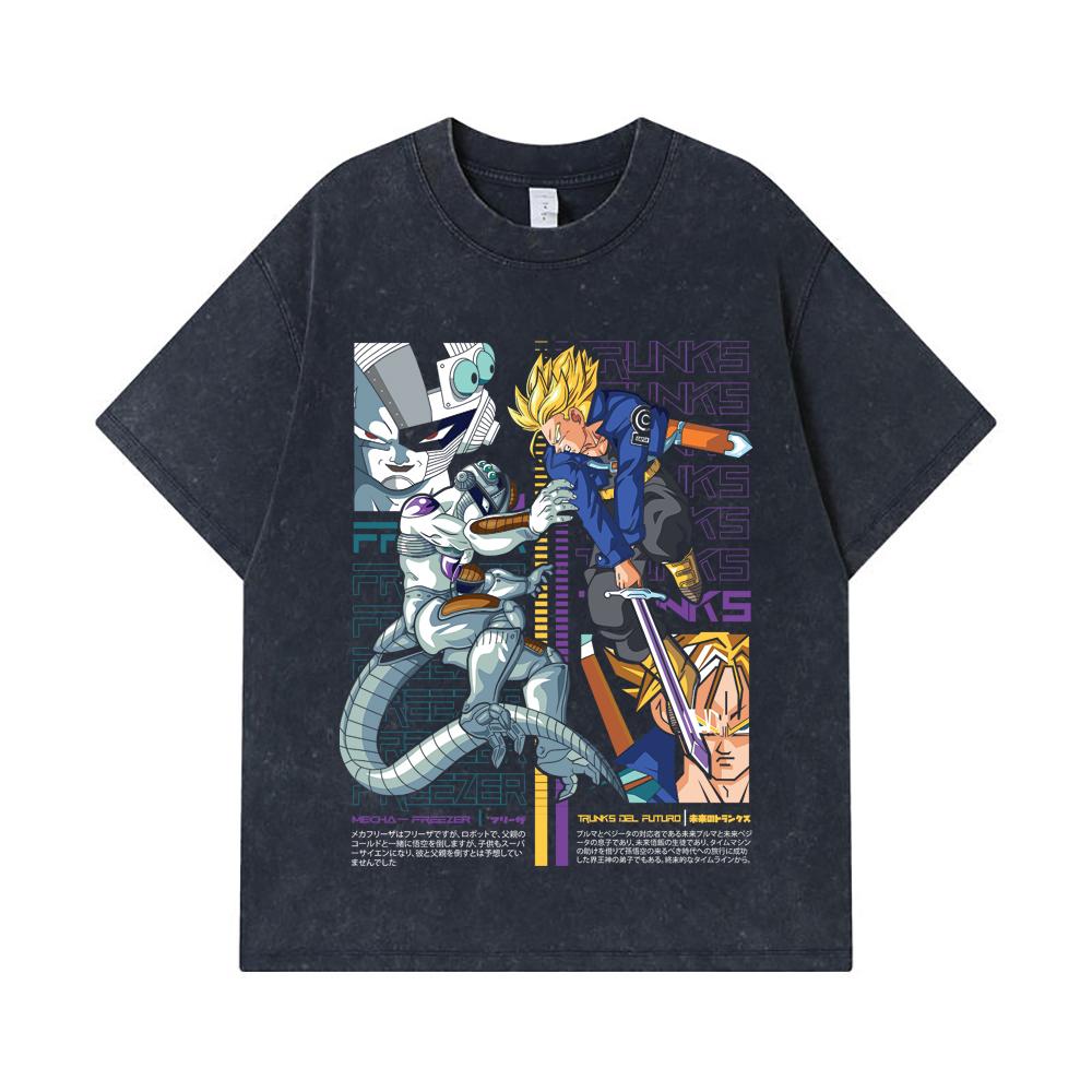 275 GSM Washed T-shirts 100% Cotton Dragon Ball V50 Trunks Freeza Print Unisex Heavy Cotton T Shirt