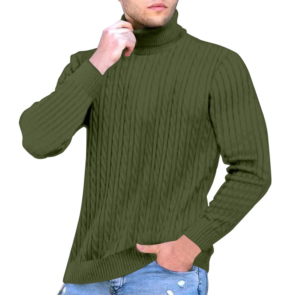 Мужской однотонный свитер с высоким воротником, мужской повседневный модный текстурированный пуловер, свитер для ношения под низ