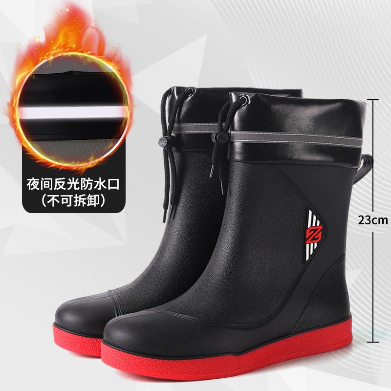 Waterproof shoes men's and women's rain shoes fashion short tube thickened warm rubber shoes work non-slip fishing kitchen rain boots