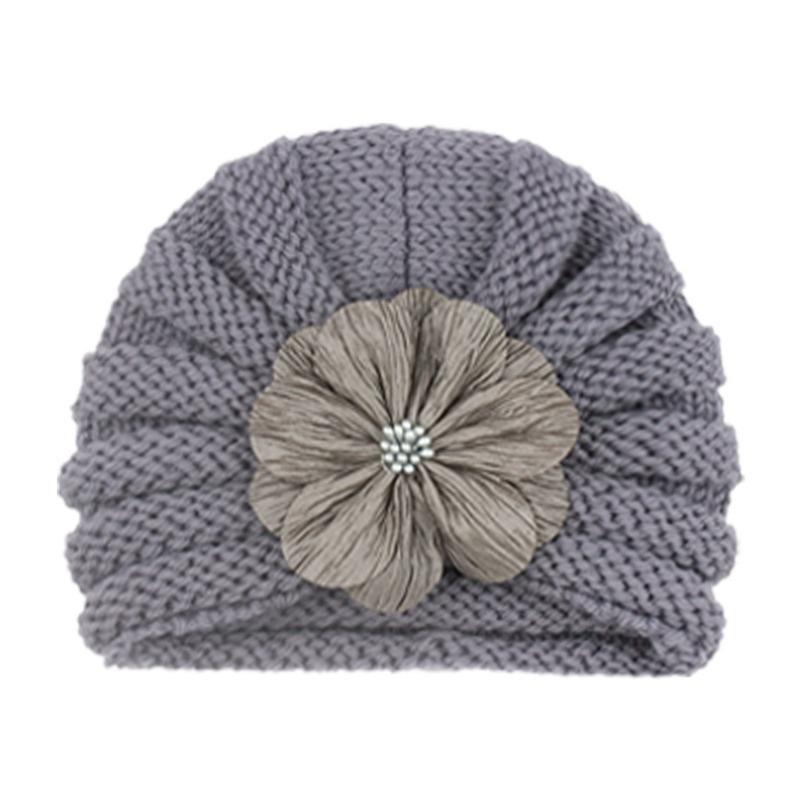 Baby Pullover Hat, Solid Color Flower Baby Hat, Autumn and Winter Warm and Comfortable Children's Knitted Hat