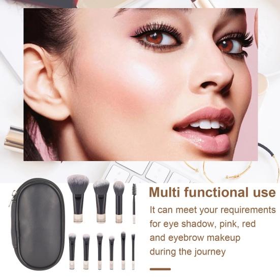 Yousheng 10 шт./компл. портативный набор кистей для макияжа с сумкой для хранения тональная основа рассыпчатая пудра тени для век румяна косметическая кисть для путешествий женские инструменты для макияжа