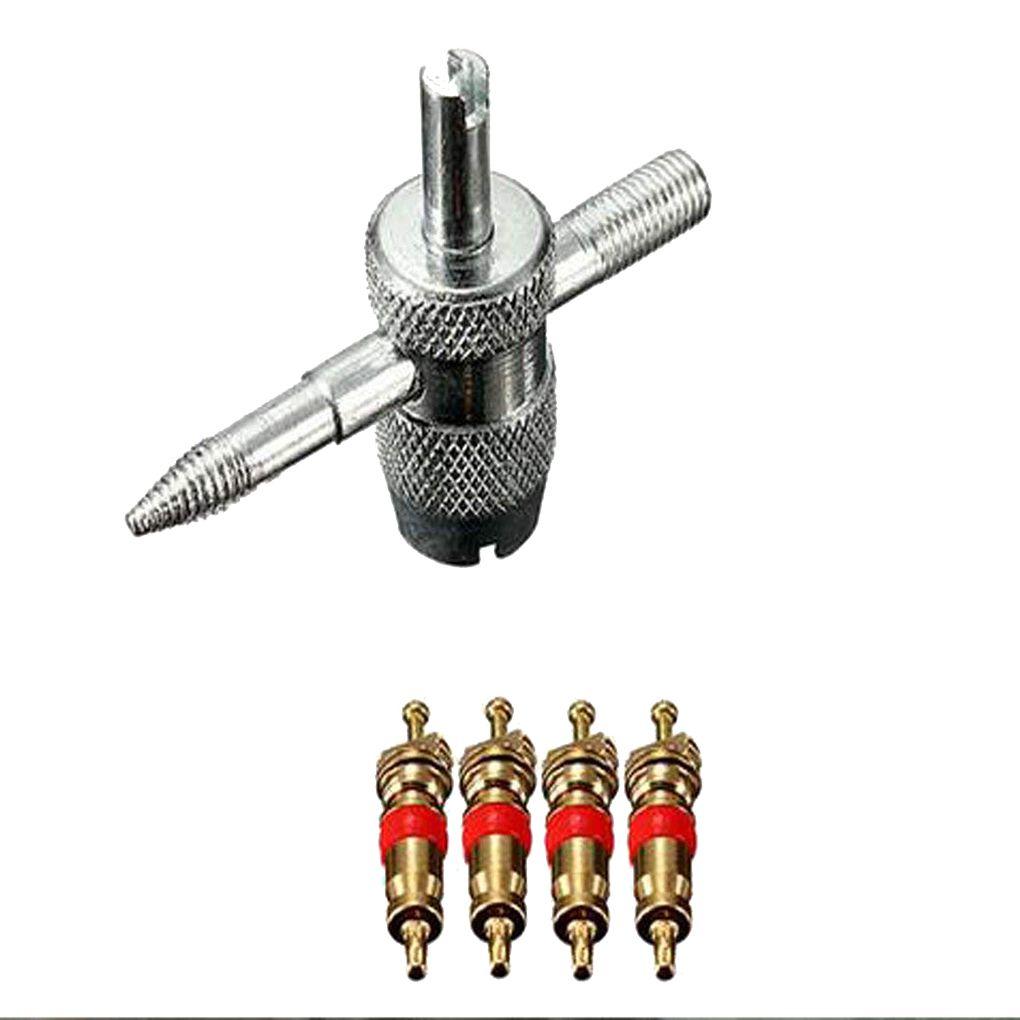 Tire Valve Core Removal Tools Wrench Plastic Handle Iron Plated Wrench Core Tire Repair Hand Tool for Car Bike Bicycle Motorcycl