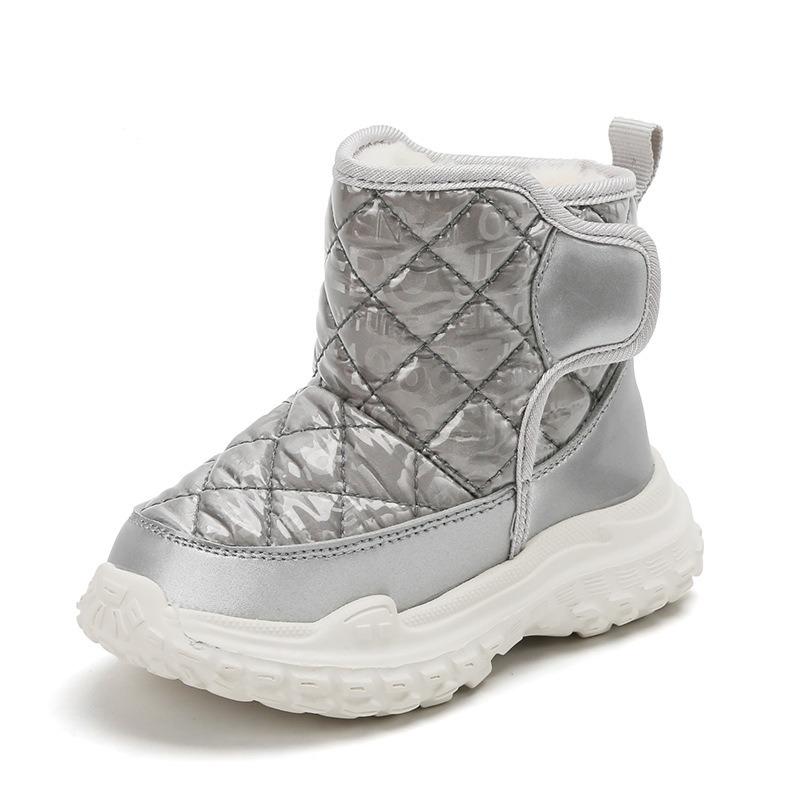 Модные универсальные однотонные высокие сапоги с липучками, утолщенные детские зимние сапоги, повседневная хлопковая обувь, теплые хлопковые сапоги для мальчиков и девочек