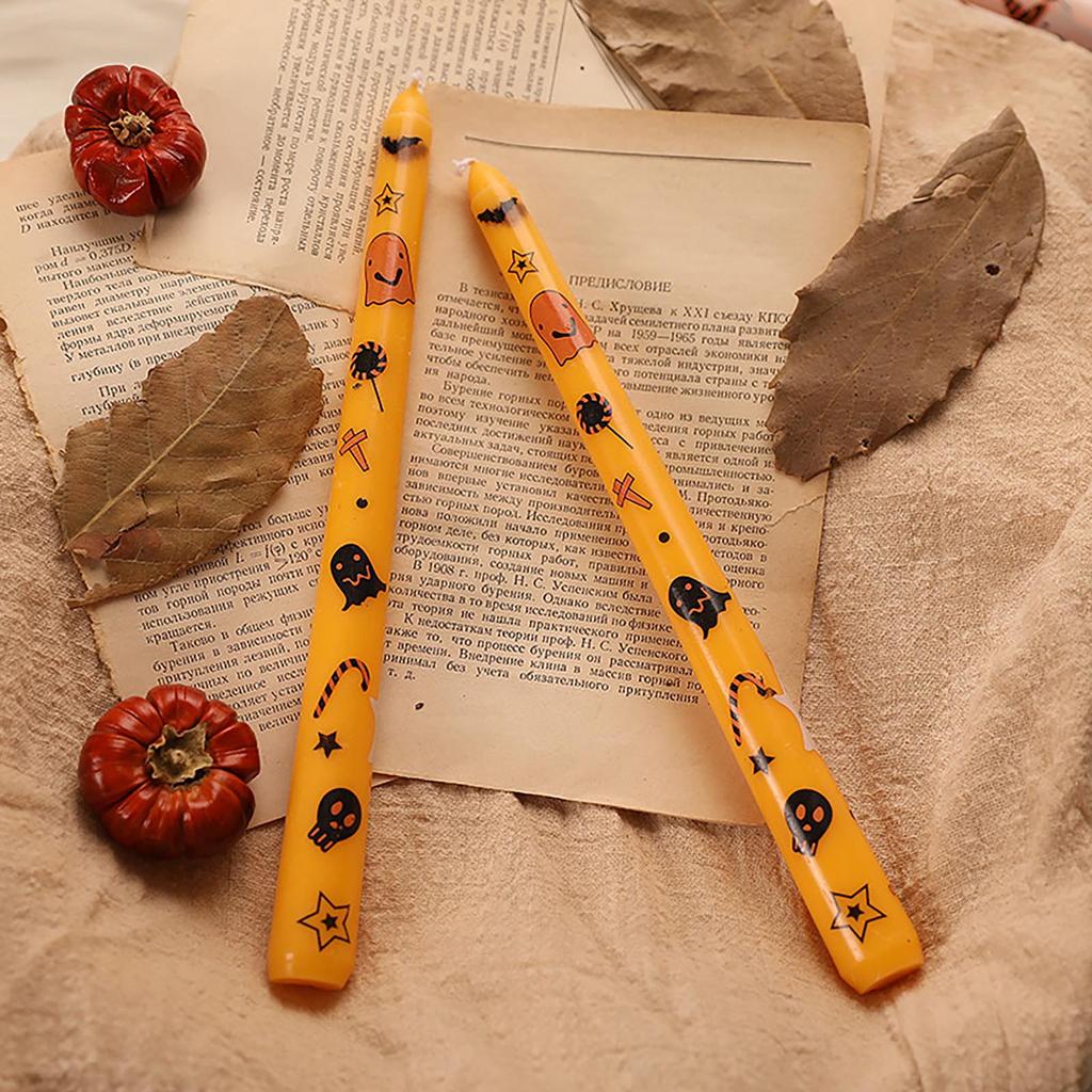 2pcs Ghost 25cm Long Pole Printed Halloween Paraffin Candle Holiday Creative Decoration Gift European Candle