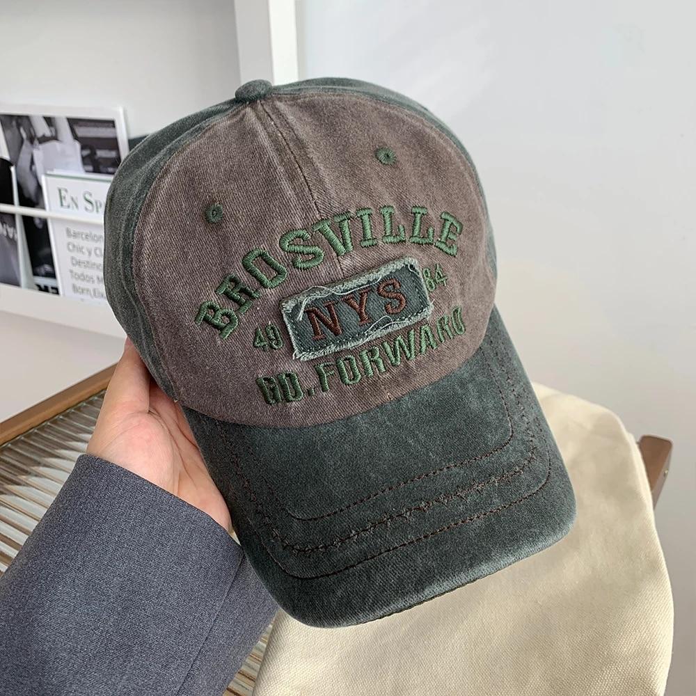 Кепка бейсбольная американская ретро женская мягкая верхняя с надписью, стираная ковбойская шляпа с утиным язычком, широкополая, большая, облегающая лицо, маленькая шляпа