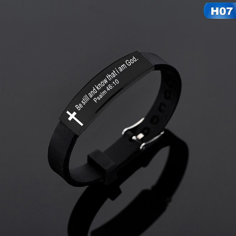 Цитата Религиозный Крест Иисуса Писания Христианский Библейский Стих Вдохновляющие Вера Силиконовые Браслеты Для Мужчин Женщин Ювелирные Изделия