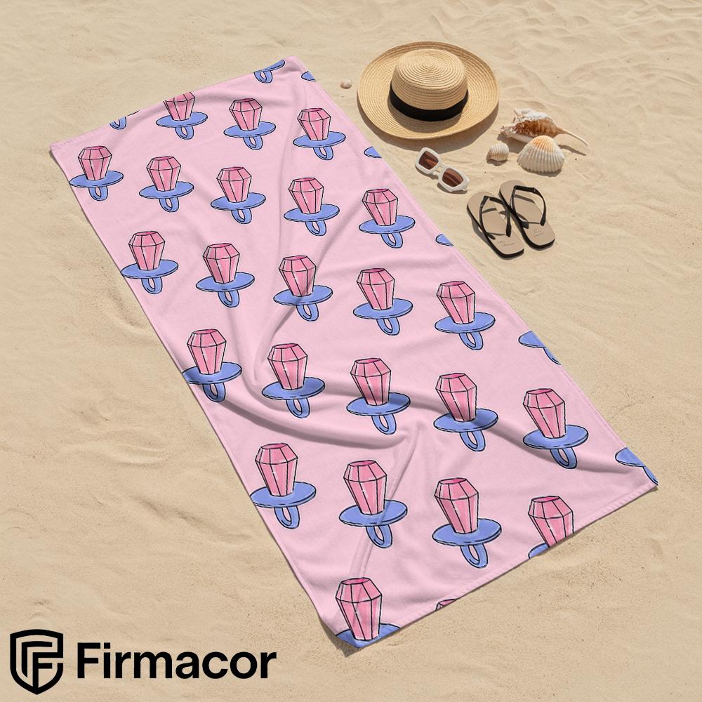 Pink Diamond Ring Doodle Cartoon Anime Beach Towel Microfiber Quick Dry Super Absorbent Soft Bath Towel for Kids Adults Travel