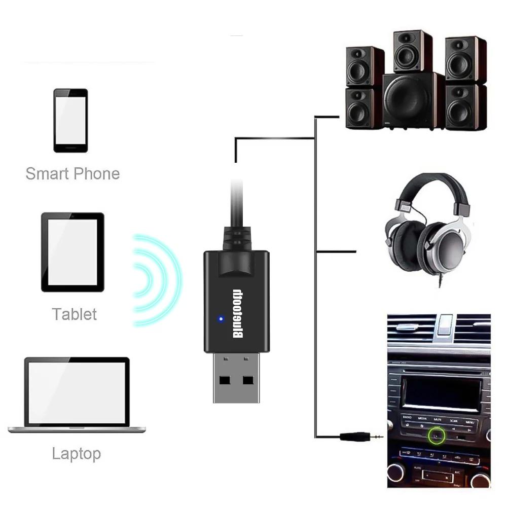 Bluetooth 5.0 Аудио Приемник Автомобильный Комплект 3.5MM 3.5 Jack AUX Авто Стерео Музыка USB Донгл Беспроводной Адаптер для Автомобильного Динамика Усилителя