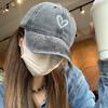 Peach Heart Embroidered Water Washed Aged Spring/Summer Baseball Hat Korean Edition Thin Couple Soft Top Duck Tongue Hat