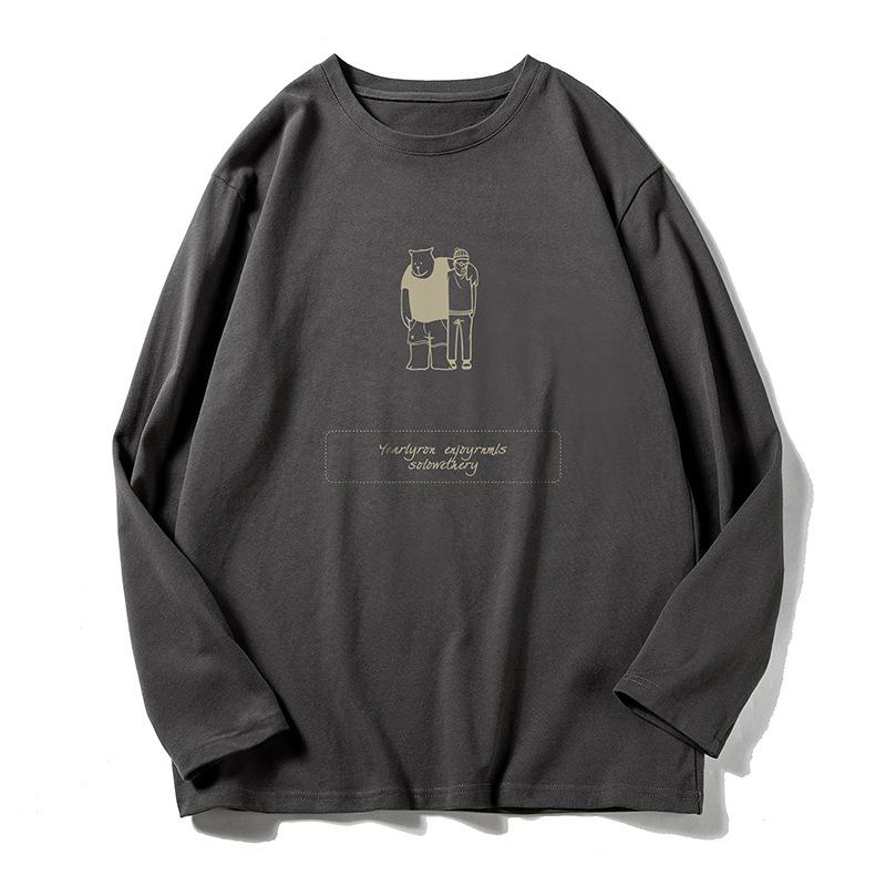 Long-sleeved T-shirt Men's Fall Fun Printing Loose Casual Bottoming Shirt Youth Simple Comfortable Versatile Thin Models of Tops