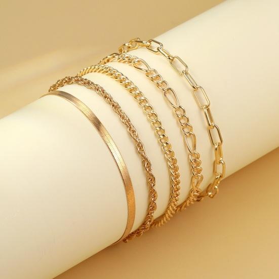 5 Pcs Women Bracelet Lobster Clip Closure Adjustable Hollow Chain Solid Color Wristband