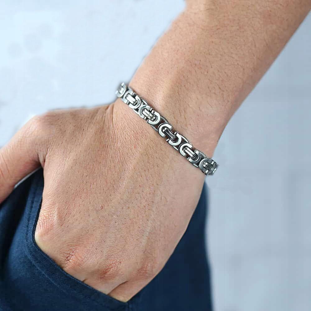 THICK BRACELET Silver Men' Bracelet ROYAL Byzantine + FREE