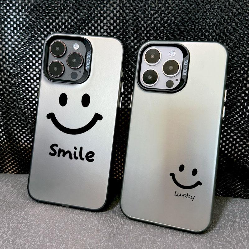 Милый мультяшный смайлик Чехол для телефона для IPhone 11 12 13 Mini Pro Max 14 15 Pro Max Plus Ударопрочный Матовый Лазерный Задний Чехол Fundas