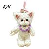 Soft Polyester Cat Pendant Plush Pendant, Cute Fuzzy Curly Kitten Charm, Backpack Charm Stuffed Animal Keychain Gift for Lovers