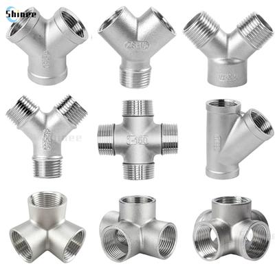 BSP наружная+внутренняя резьба 3 4 5-ходовой тройник YX трубный фитинг 1/4" 3/8” 1/2" 3/4" 1" 2" резьбовой многофункциональный из нержавеющей стали SS304