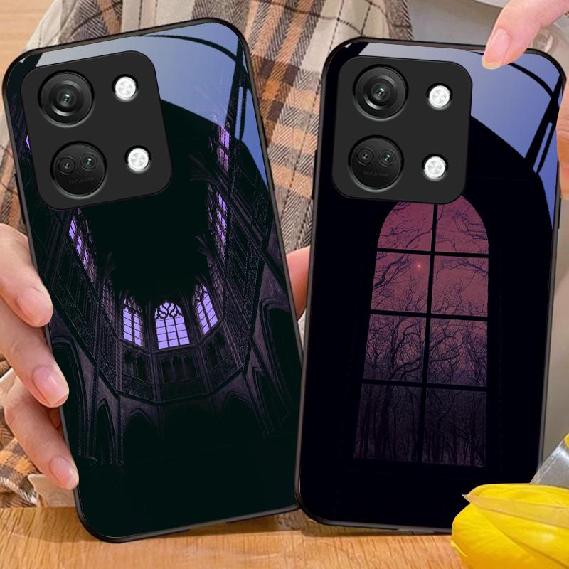 Темный чехол для OnePlus Nord 3 5 6T 7 Pro 8 12 10T Reno8 Lite 5G 10R Nord N30 Жесткий чехол из закаленного стекла для телефона Черный
