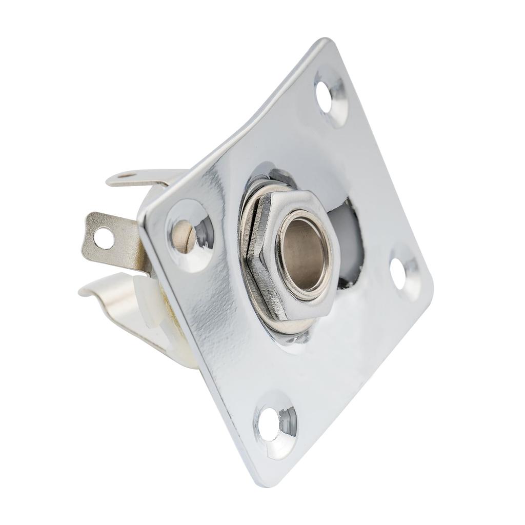 Musiclily Rectangular Electric Guitar Input Jack Plate Chrome & Socket,