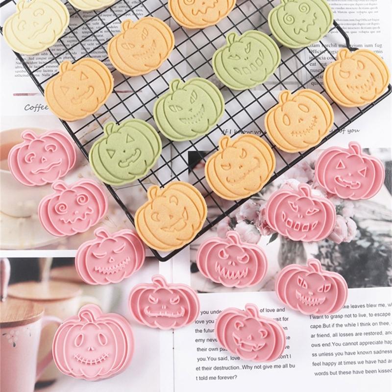 Halloween Cookie Molds 3D Pumpkin Shape Plastic Cutters Stamps Set For Professional Cookie Cakes And Sugar Art Creation