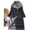 2023 Winter Women 90% Duck Down Jacket Long Thick Double Sided Over Knee Coat Female Warm Double Breasted Parka Outwear Warm Parkas Snow Outerwear
