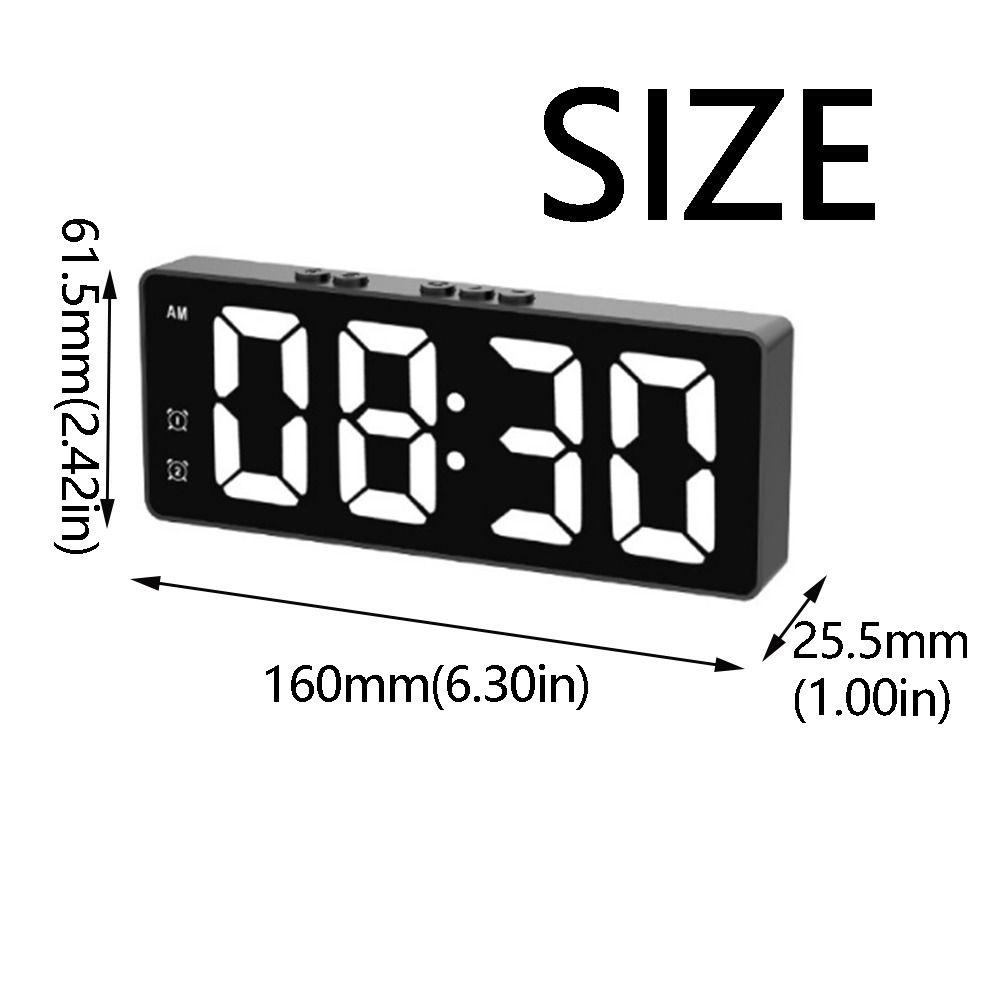 Mirror Display LED Mirror Clock Adjustable Brightness Large Number Digital Alarm Clock USB/Battery Powered Mute Function