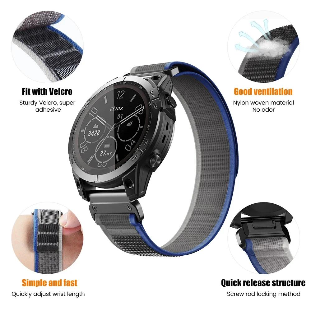 Спортивный нейлоновый ремешок QuickFit 22 мм 26 мм для Garmin Fenix 6X 7X Pro/Epix Pro Gen2 51 мм 47 мм/Fenix 5 5XPlus forerunner 965