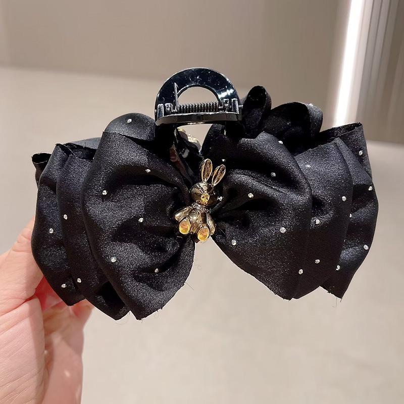 Large Summer Lace Edge Bow Claw Clip Hair Accessory for Women - Multi-Layer Feather Design