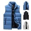 Men Autumn Winter Vest Thickened Padded Sleeveless Stand Collar Zipper Closure Neck Protection Windproof Waistcoat