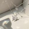 Double Layer Clavicle Chain Zircon Butterfly Pendant Necklace Women