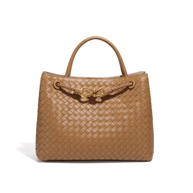 New Gold Buckle Women's Handmade Woven Bag  Versatile Commuting Handbag  Fashionable Casual Shoulder Crossbody Bag
