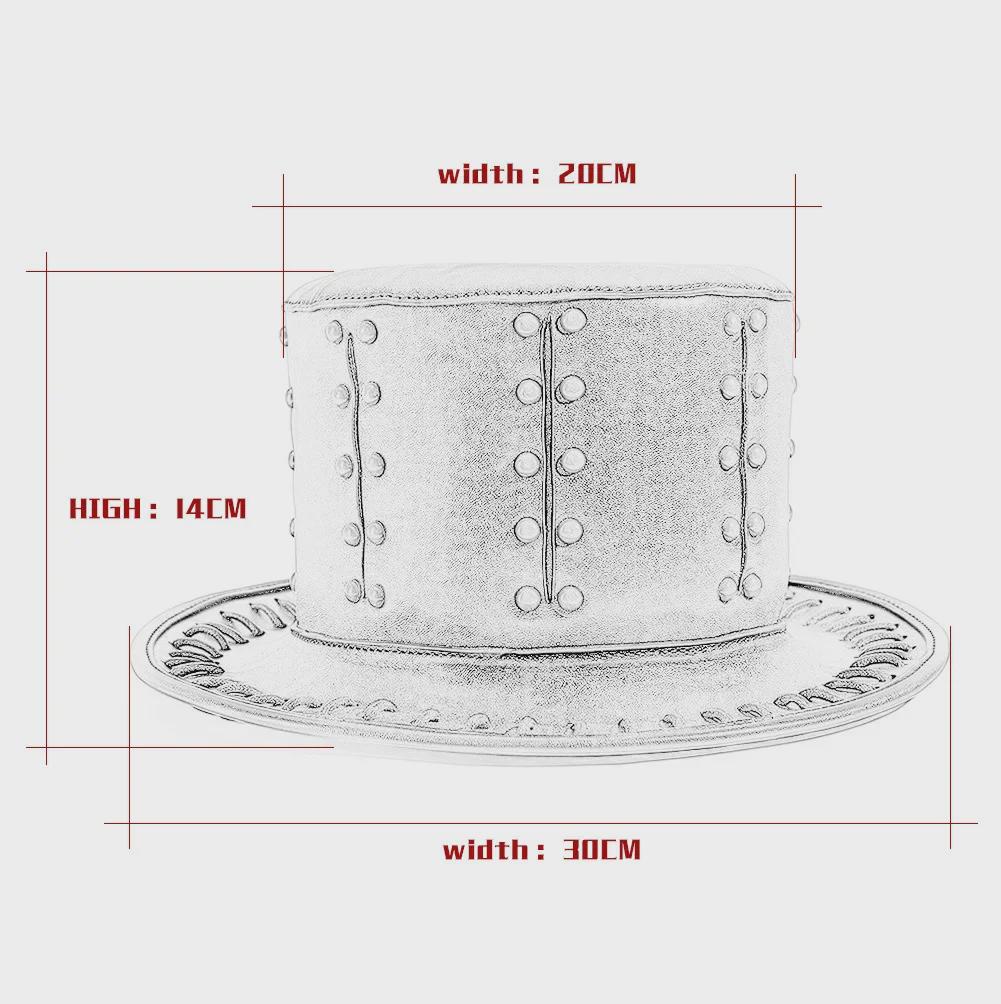 Унисекс шляпа панка чумного доктора на Хэллоуин - волшебная шляпа из ПУ в европейском/американском стиле для костюмов и танцевальных аксессуаров