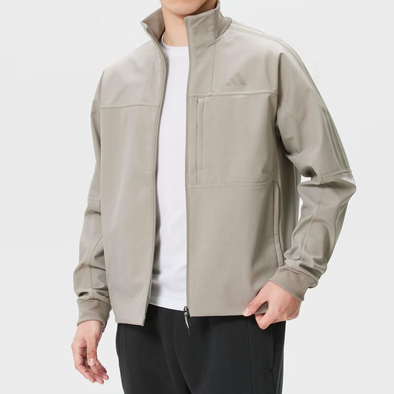 Adidas Jackets Men's Light Khaki Gray Stand Collar Moderate Other KR2533