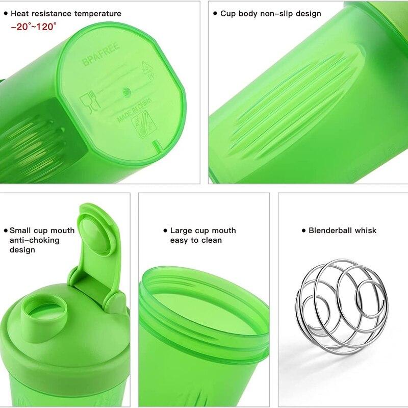 400 мл бутылка-шейкер для блендера с шариком для взбивания из нержавеющей стали, пластиковый протеиновый коктейль без BPA, герметичный для порошковых тренировок в тренажерном зале и спорте