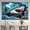 Deep-sea giant shark background tapestry pattern tapestry with the background of a great white shark going out to sea