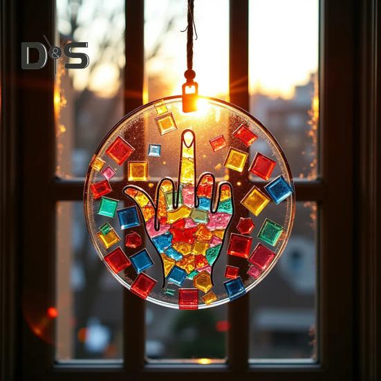 Подвесное украшение в виде ловца солнца с металлической цепью, цветная расписанная вручную стеклянная панель, декоративный аксессуар для ловли света