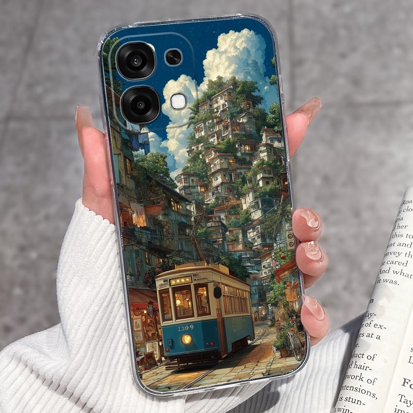 Для Oppo A6 Pro A6x A5x K13 Realme 15X C85 V70 V70s CT 7 7T 8 Чехлы для телефонов Красивые узоры Сакура Бабочки Корпус Мягкий силикон ТПУ Прозрачный корпус