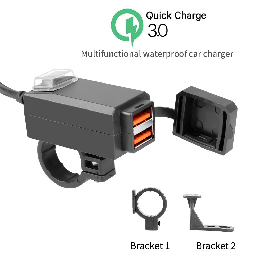 12 В-24 В QC3.0/3.1A двойной порт USB водонепроницаемый мотоцикл руль зарядное устройство адаптер розетка питания для iPhone Samsung Huawei