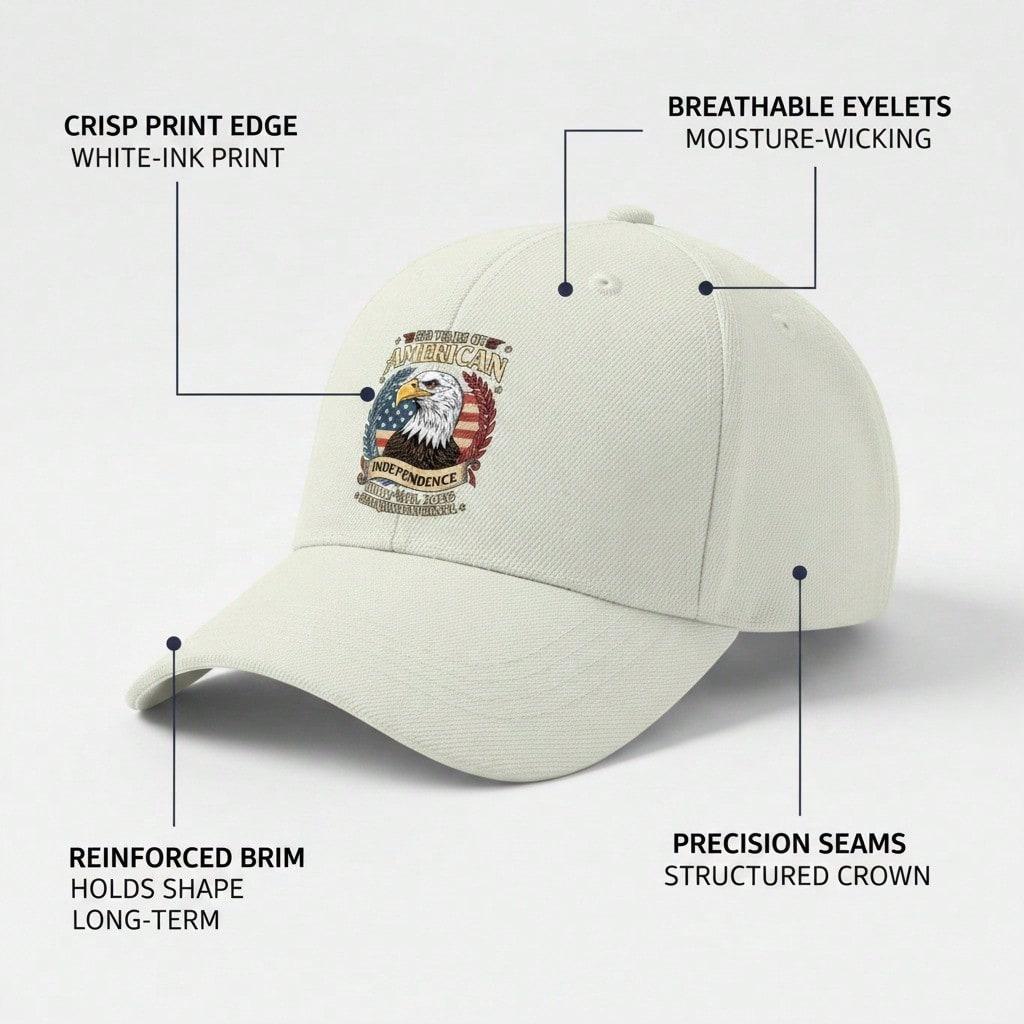 [Patriotic Baseball Cap] 250Th Anniversary USA Eagle Print Polyester Adjustable Hat Breathable Casual Outdoor Sports Independence Day Gift Unisex