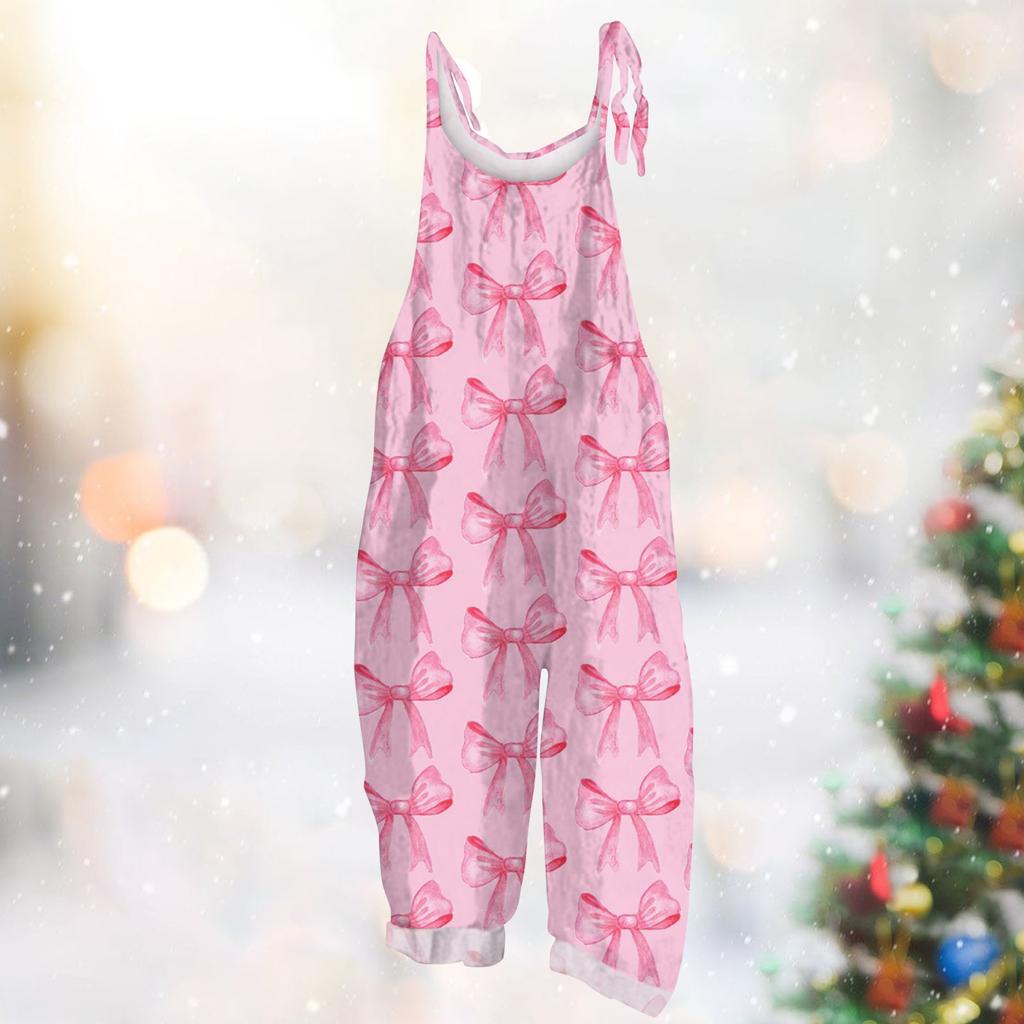 Женский комбинезон с карнавальным принтом, свободный, винтажный, на бретелях, хлопок, лен