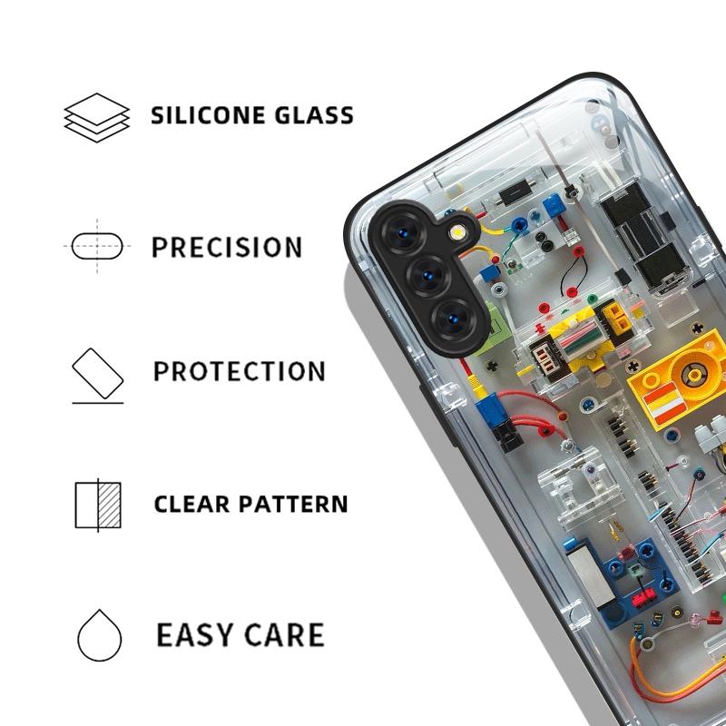 Креативный чехол из закаленного стекла с рисунком печатной платы для Samsung A35 A55 A54 A13 A03 A15 A25 A71 5G, жесткий ударопрочный защитный чехол
