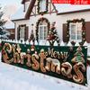 Christmas Themed Party Banner, Festive Background Design, Polyester Outdoor Indoor Garden Porch Lawn Decoration