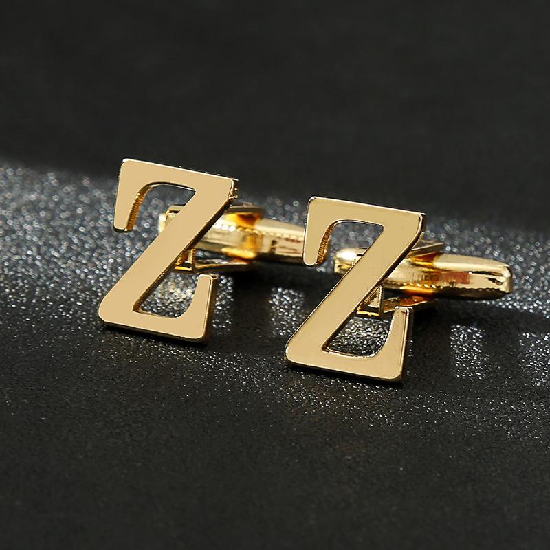 Men's French Shirt Shirt Cuff Links 26 Letters A-Z Cufflinks Gold Color For Men Gift High Quality
