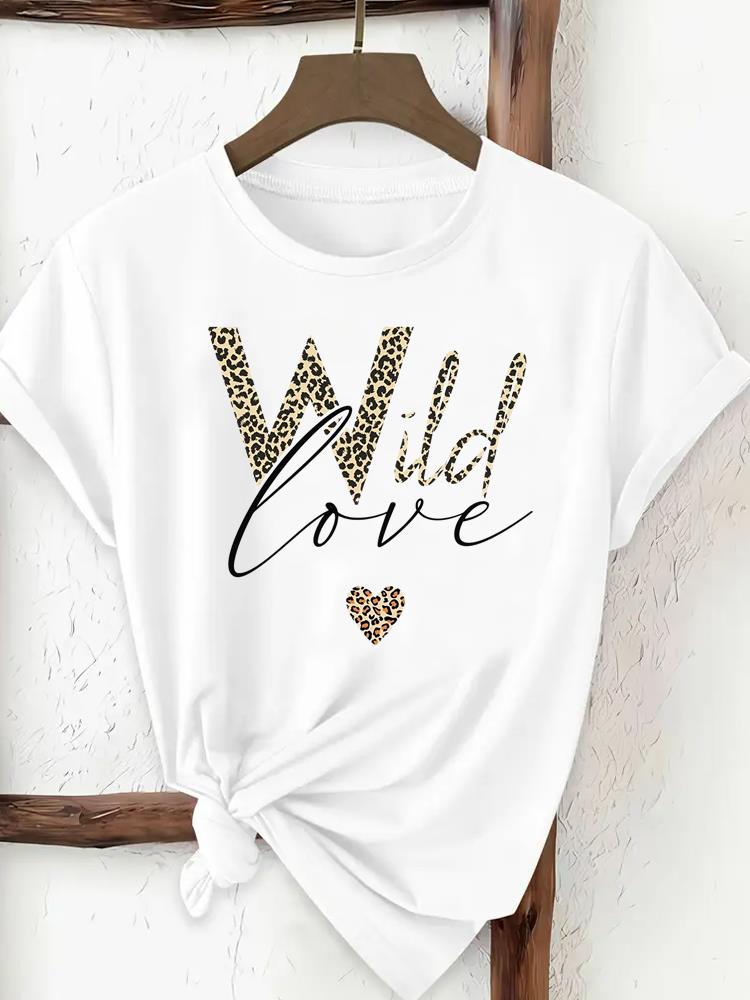 (Asian Size) Tee Print Fashion Top Women Clothing T Shirt Woman Female Sweet Love Heart Trend Cute Short Sleeve Graphic T-shirts