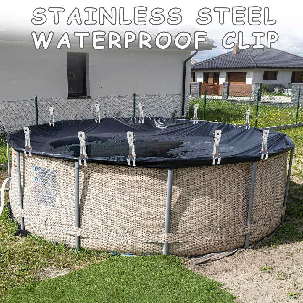 Упаковка из 30 больших зажимов из нержавеющей стали для покрытия бассейна, зажим для защиты от сильного ветра для плавательных бассейнов и использования на открытом воздухе