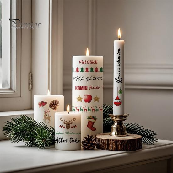 Waterproof Candle Transfer Paper Christmas Stickers, DIY Holiday Craft Supplies, Art Decorative Decals for Making And Festive Home Decor Atmospheric