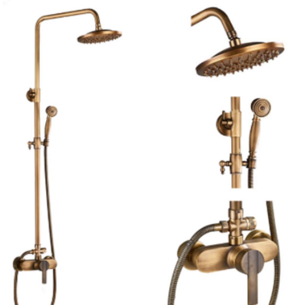 Антикварный Набор Смесителя для Душа с Тропическим Душем, Настенный, Двухрычажный, с Ручным Душем, Латунный Смеситель для Душа