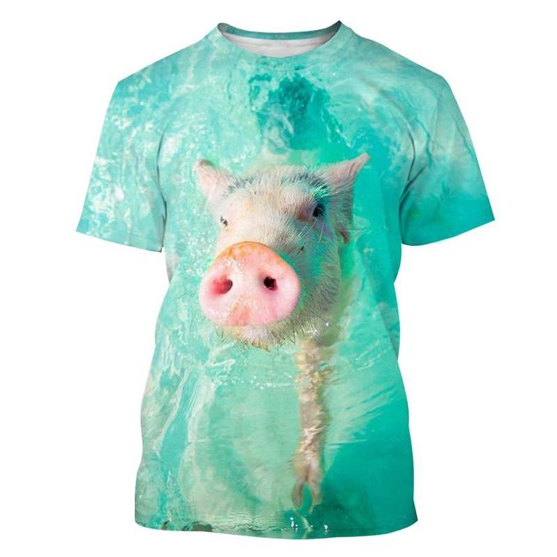 Футболка с принтом Funny Pig 3D для мужчин и женщин, летняя, с короткими рукавами, с рисунком животных-свинок, футболка большого размера с короткими рукавами и круглым вырезом